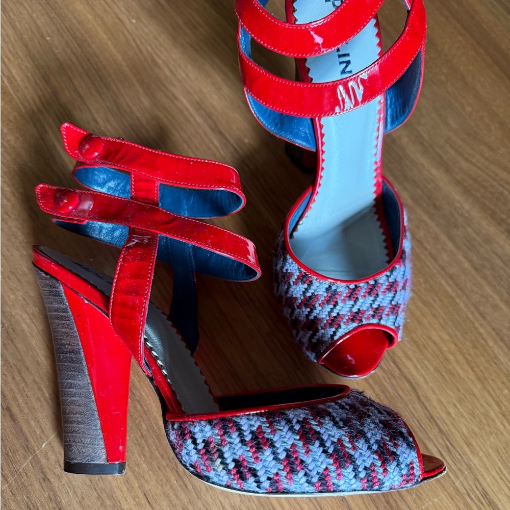 Vintage Pollini Red High Heels with Chunky Heels and Straps